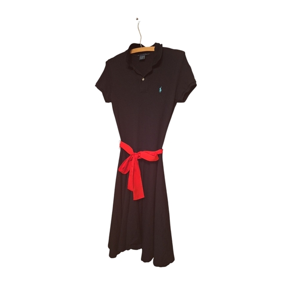 Ralph Lauren Polo Black Collared Short Sleeved DRESS JUNIORS Medium Preppy READ - Picture 1 of 5